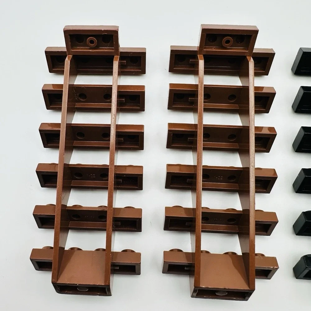 Lego Lot of 2 Brown & 2 Black Steps Stairs 30134 7x4x6 Straight Open Pre-owned‎